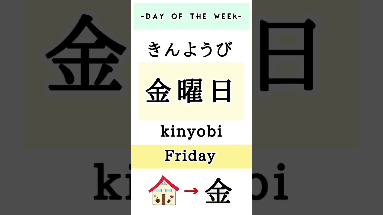 Japanese kanji reading test8 [JLPT:N5] Day of the week 曜日 #shorts