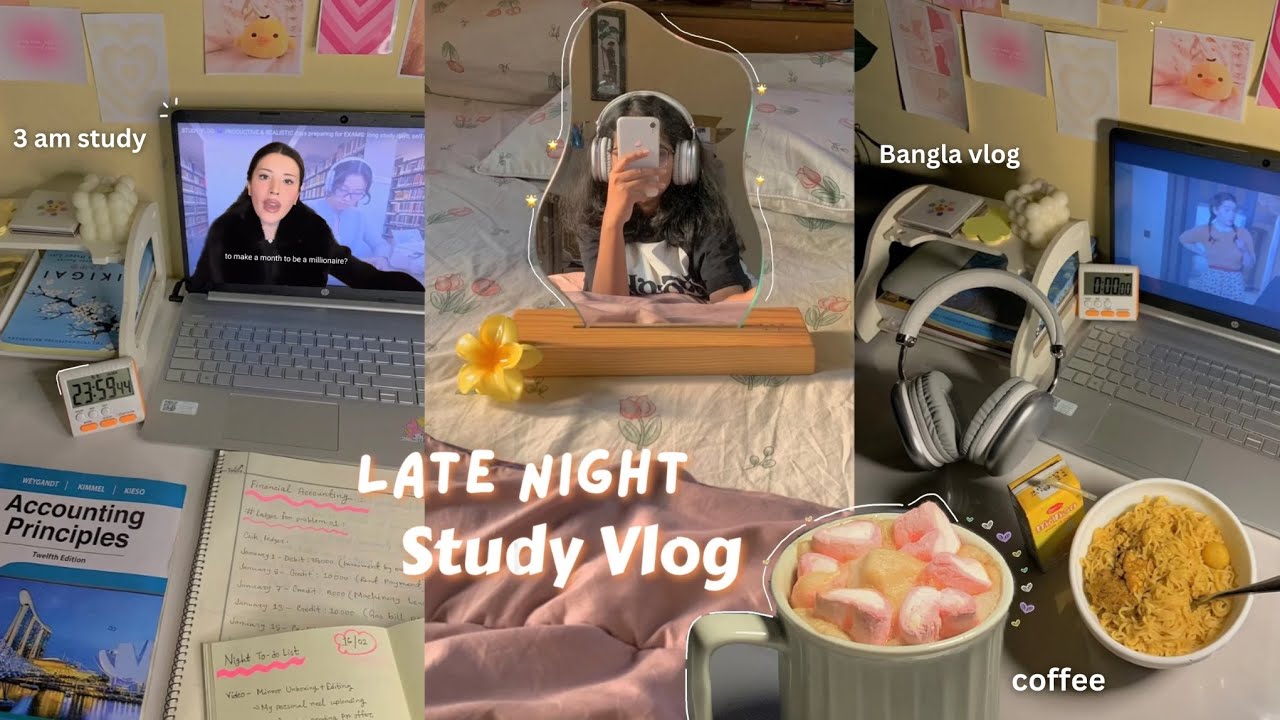 Late night sudy vlog🌙📚*Aesthetic* vlog Bangladeshi🇧🇩Pulling an all nighter 🎀Cozy night routine🌟