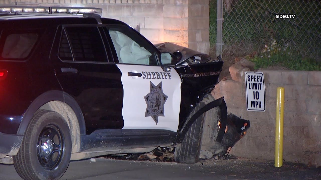 Deputy Injured After Patrol Vehicle Crashes Into Brick Wall in Lakeside