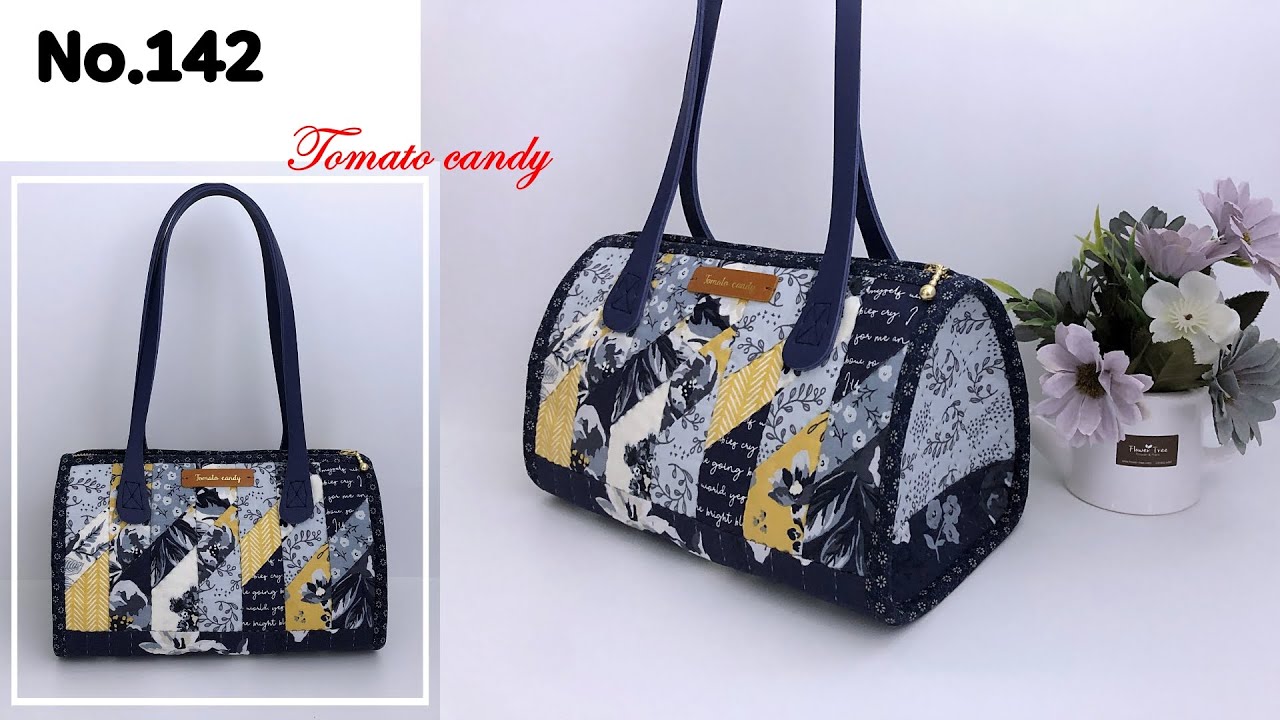 퀼트 No.142 귀여운 보스턴백(Cute boston bag), 사선패치워크, patchwork,   How to make, 네이버 토마토캔디