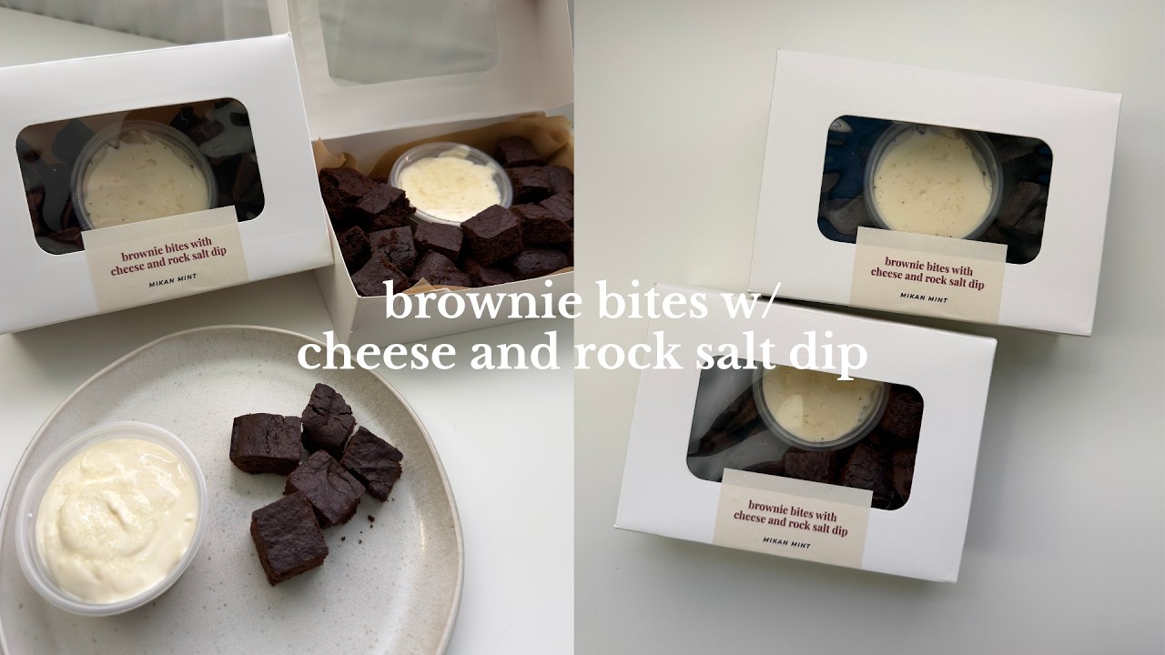 brownie bites with cheese and rock salt dip | bake with me ✨