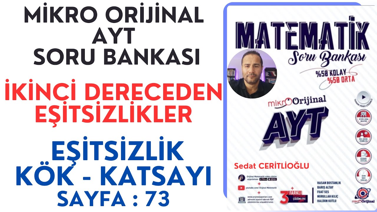 İKİNCİ DERECEDEN EŞİTSİZLİKLER | MİKRO AYT SORU BANKASI SYF: 73 |#orijinalmatematik #mikroorijinal