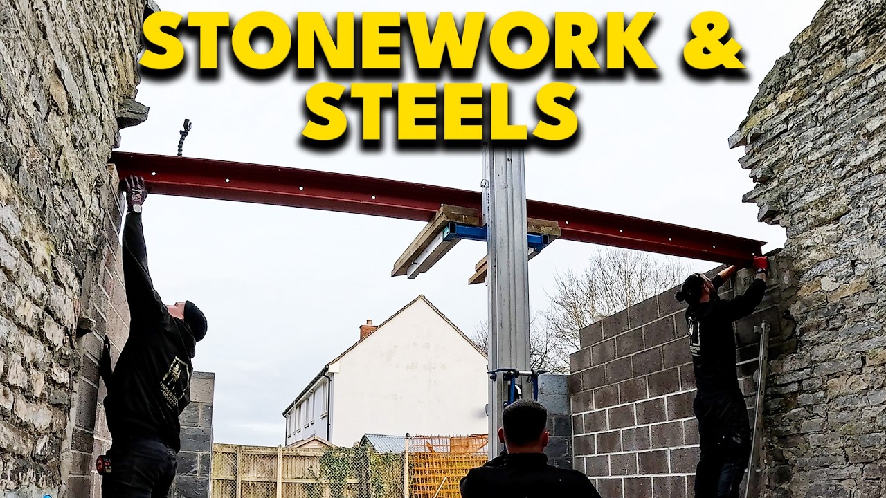 Big Steel Lift & Stonework Progress… This Renovation Is Taking Shape!