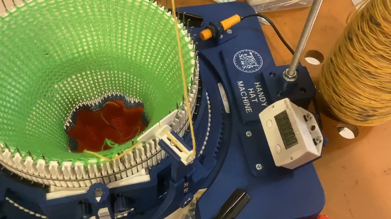 Knitting a hat on a Handy Hat Maker Machine