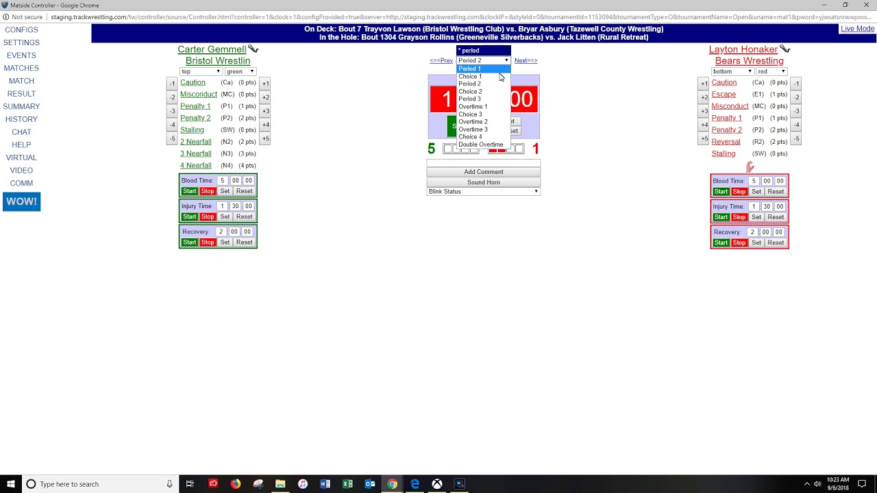 Scoring on TrackWrestling using Electronic Bouts
