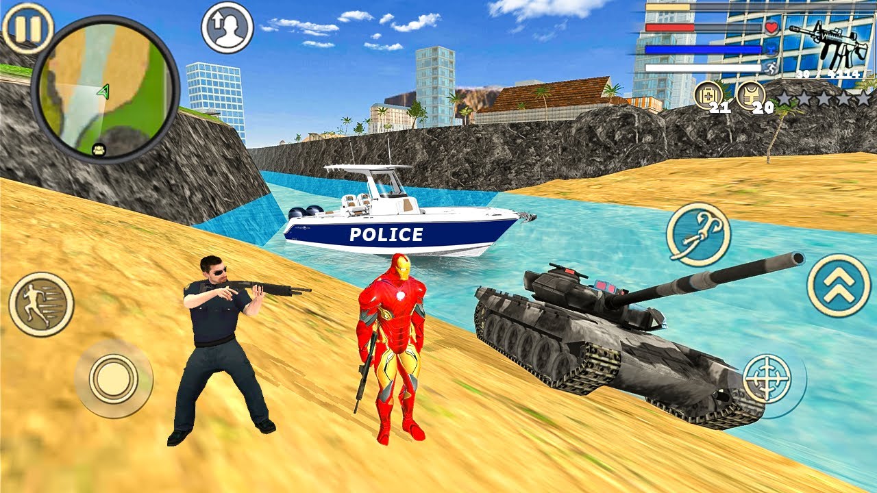 Iron Rope Hero Vice Town: Fun at NY City Beach - Android Gameplay