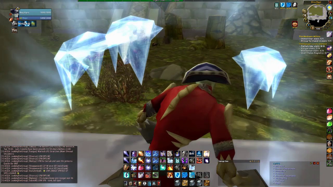 Dire Maul North Easy Hyenas and First Boss Solo Mage Gold Farm