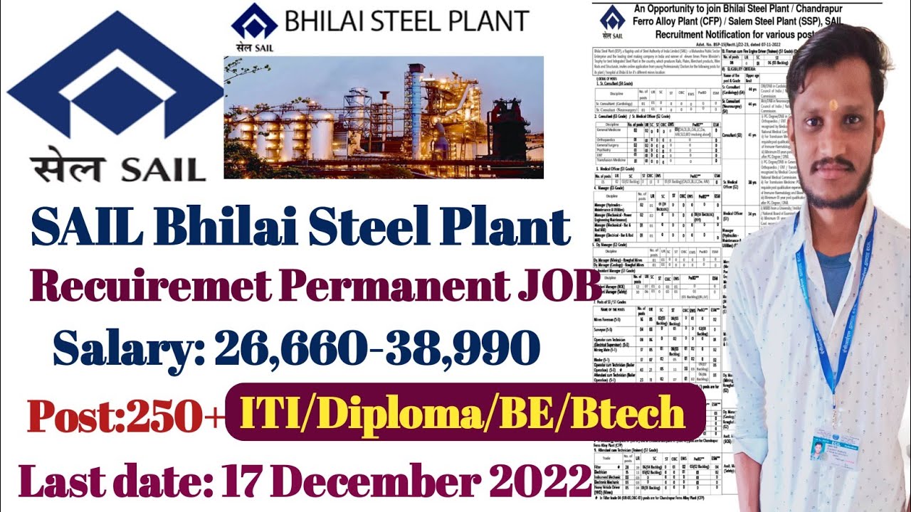 SAIL- Bhilai Steel Plant Recuiremet 2022 | Permanent job | ITI/Diploma/Degree | Salary-25,600-35,900