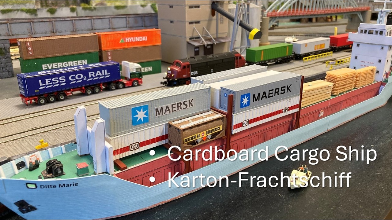 BL spor N Model Railway Cardboard Cargo Ship, Modellbahn Karton-Frachschiff; Modeltog Fragt Skib