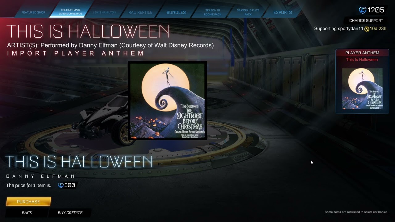 This is Halloween player anthem in Rocket League Item Shop!