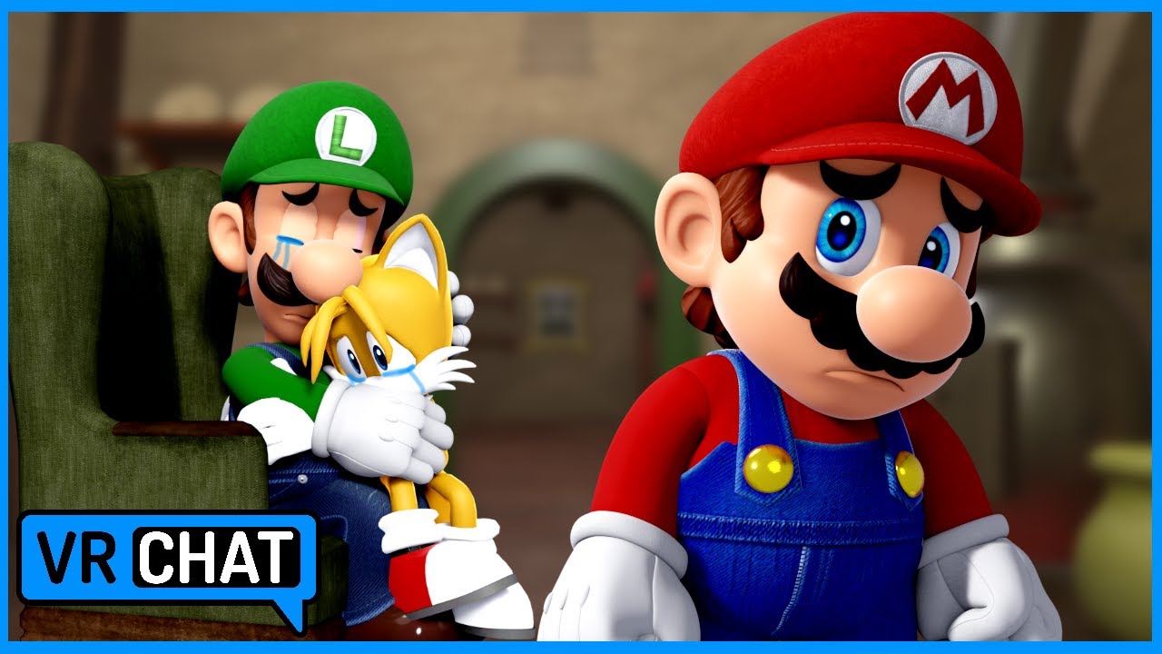 Mario helps Luigi with Tails in VR chat