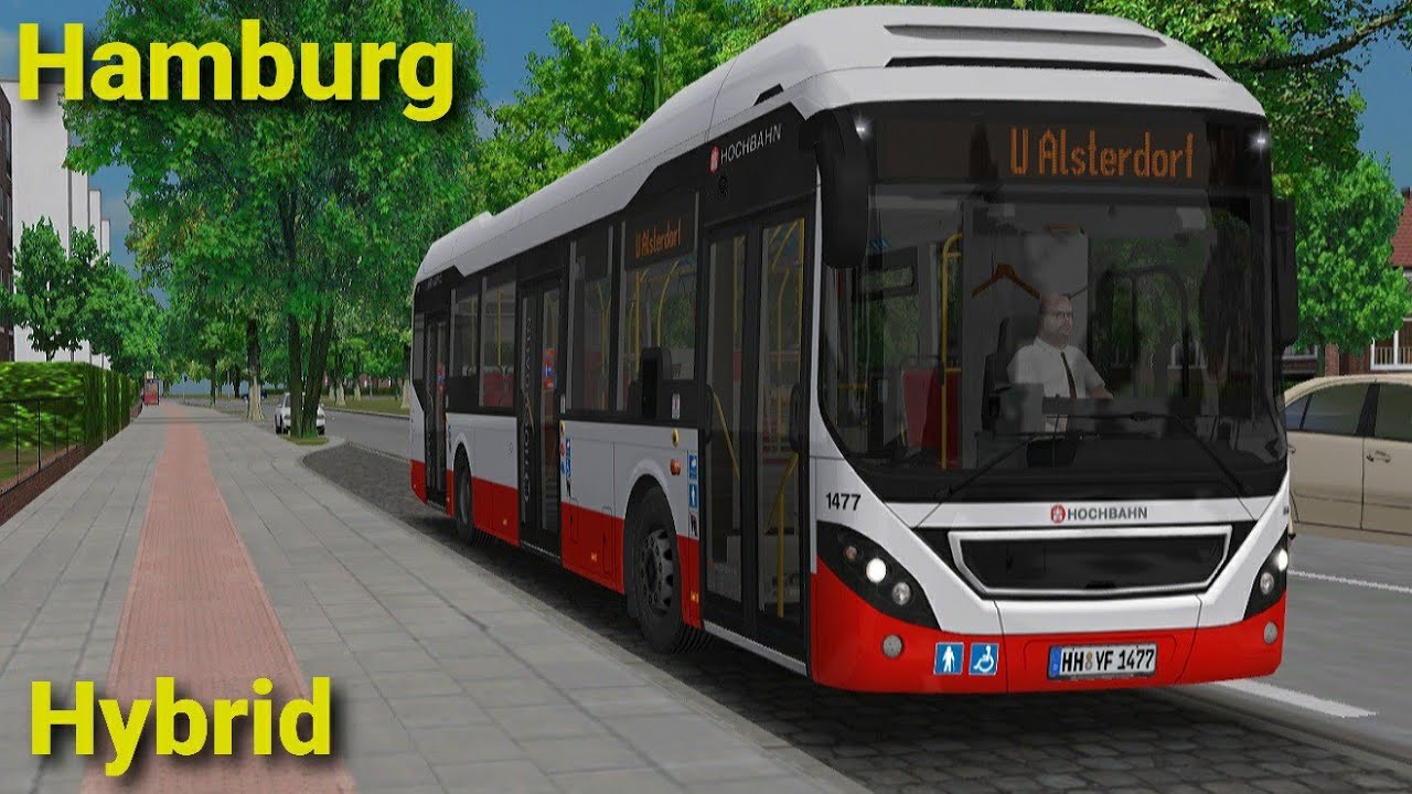 Omsi 2 по Гамбургу (Add on Hamburg) на гибридном автобусе volvo 7900H
