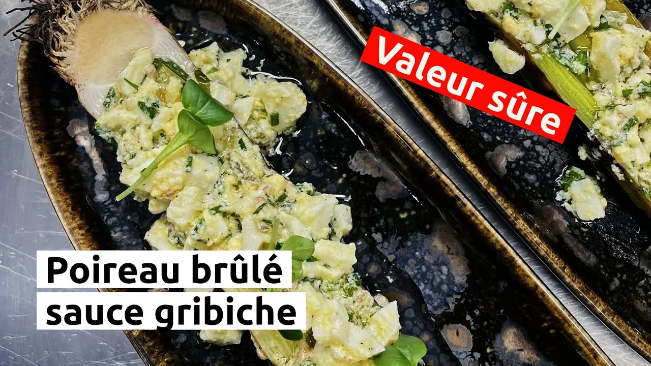 Poireau brûlé sauce gribiche