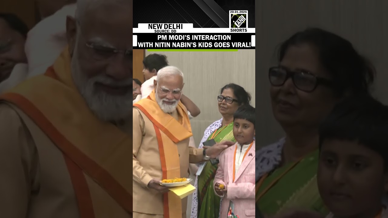 Watch: PM Modi&rsquo;s interaction with New BJP President Nitin Nabin&rsquo;s kids goes viral