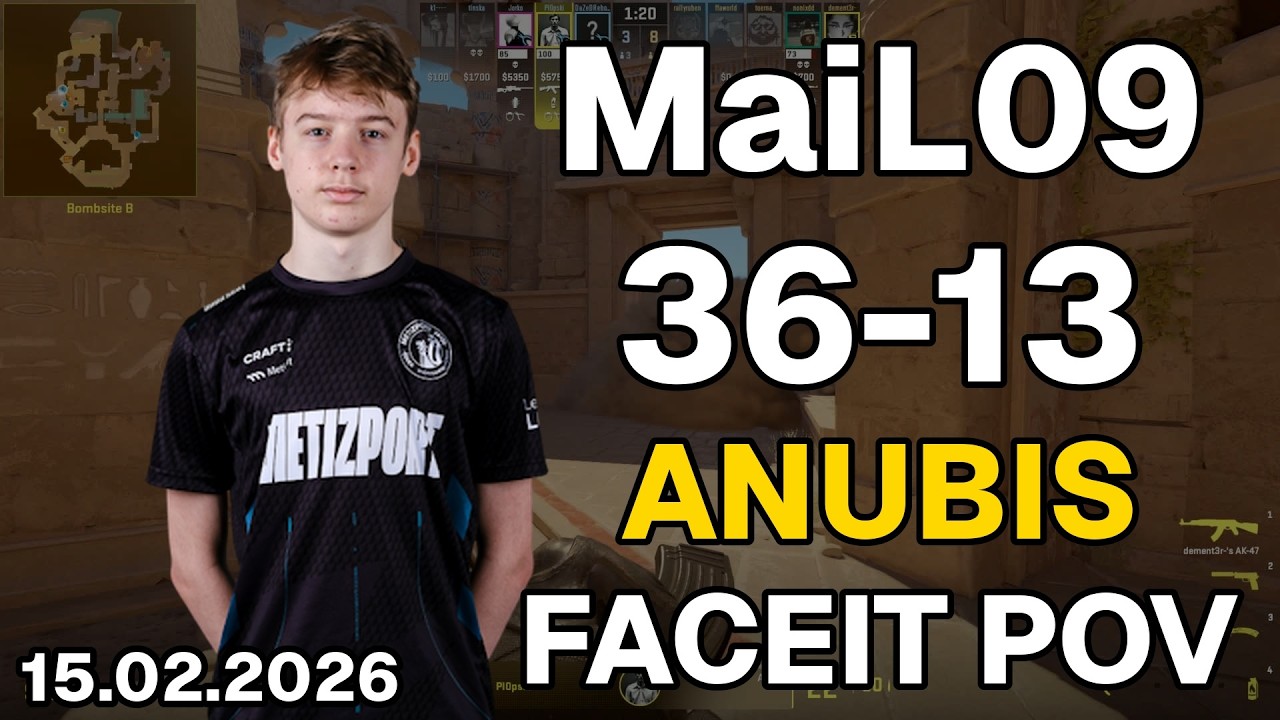 MaiL09 (36-13, 2,77 тыс./д) Анубис | ДЕМО FACEIT POV CS2 | 15 февраля 2026 г., 20:08 UTC