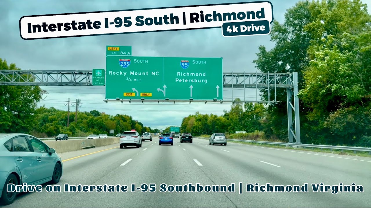 Drive on Interstate I-95 South / I-64 East Richmond Virginia