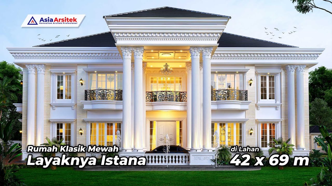 JASA ARSITEK DESAIN RUMAH KLASIK DI BEKASI | Desain Rumah Mewah Klasik 2 Lantai 5 Kamar Tidur