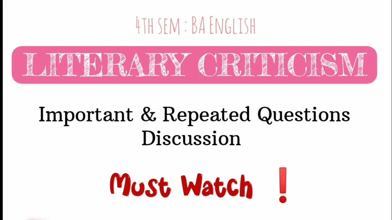 Literary Criticism Important & Repeated Questions Discussion#4thsem #baenglish #calicutuniversity