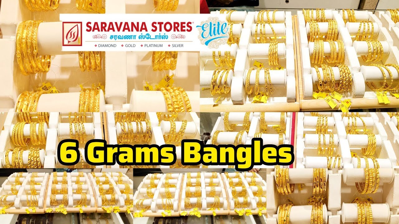 Saravana Elite 6 Grams Light Light Weight Gold Bangles Designs Dailywear fancy collection