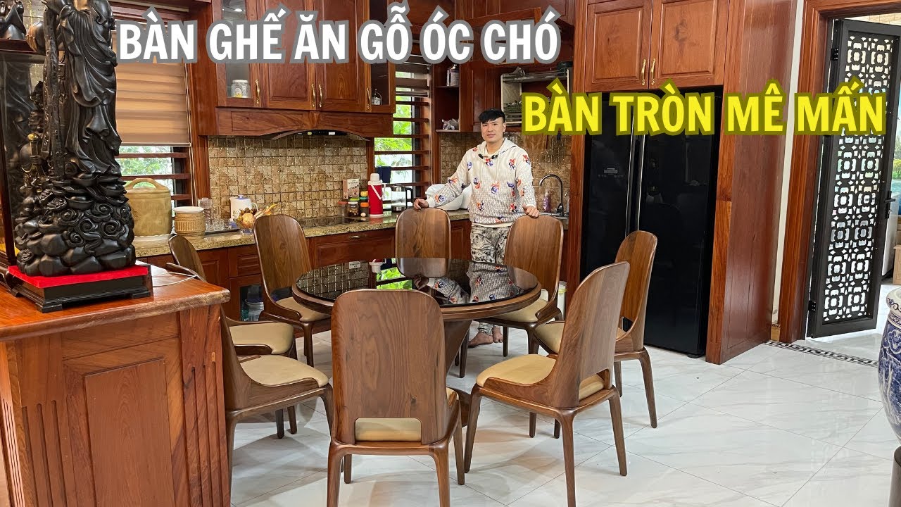 BÀN GIAO: BỘ BÀN GHẾ ĂN GỖ ÓC CHÓ SIÊU ĐẸP | BÀN TRÒN GỖ ÓC CHÓ | 8 GHẾ ĂN GỖ ÓC CHÓ