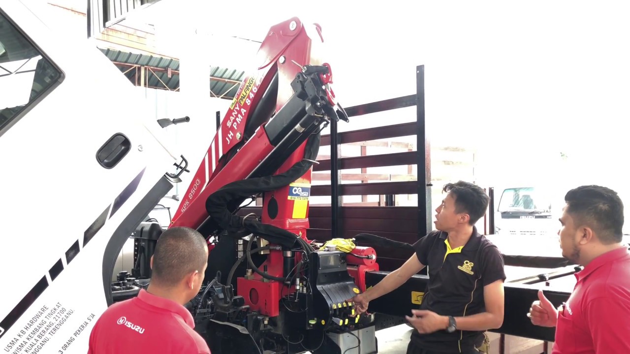 Malaysia Sany Palfinger SPK8500 crane - Guideline to open and keeping the 2 arms crane.