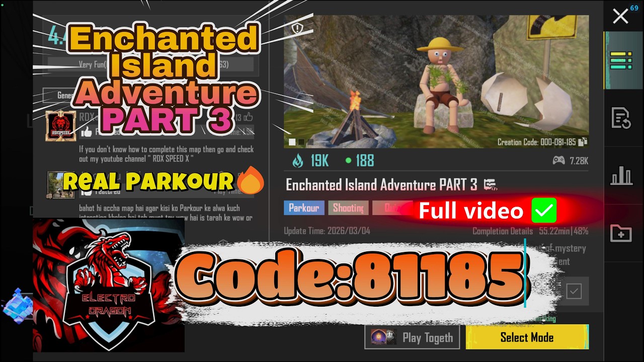 Enchanted Island Adventure PART 3 | code 81185 | BGMI WOW Parkour