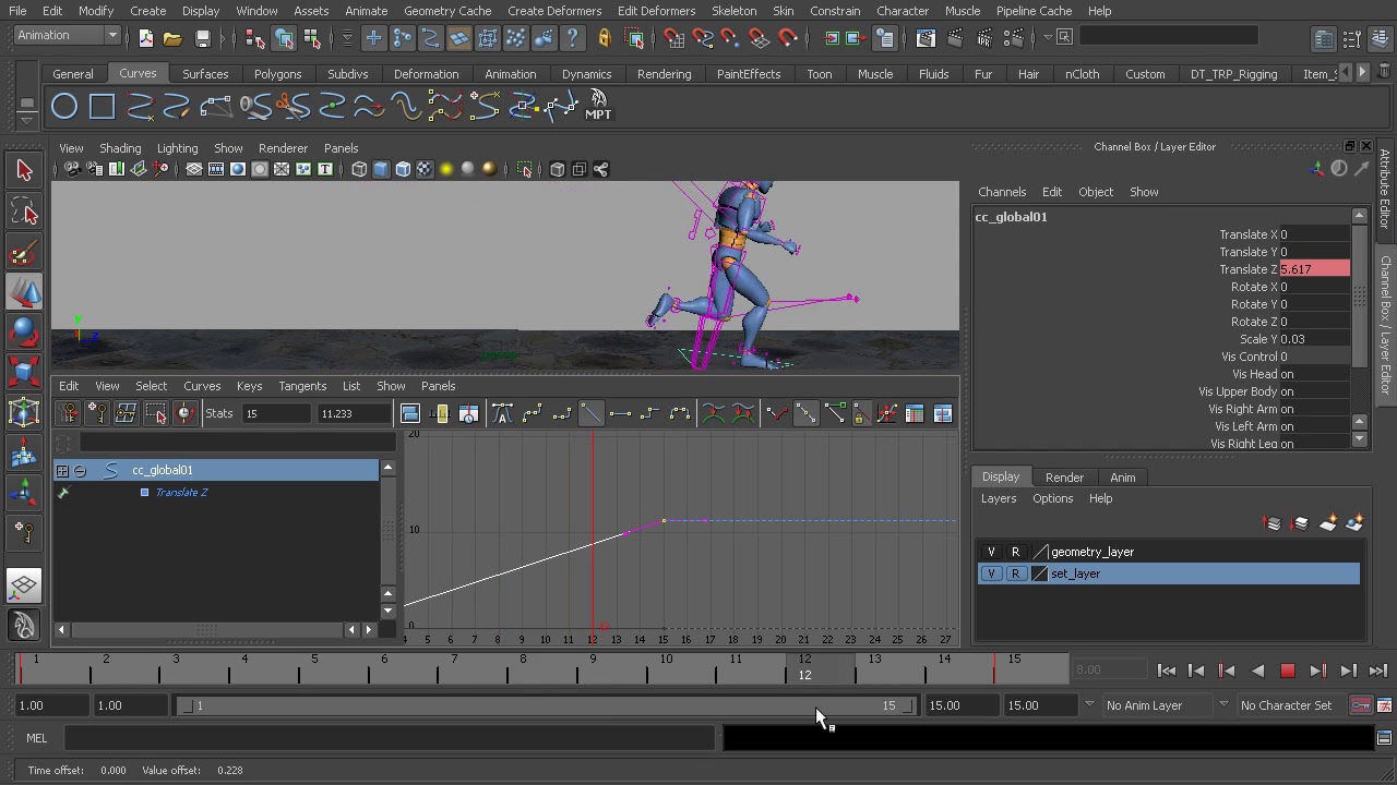 Maya 3D Translating The Run Forward