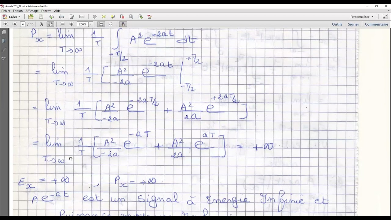 Solution de l'exercice N°31 sur le calcul d'énergie et puissance des signaux particuliers en ts