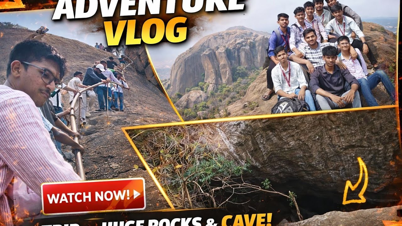 one day College Trip ramdev betta | Huge Rock Climb & Secret Cave Exploration