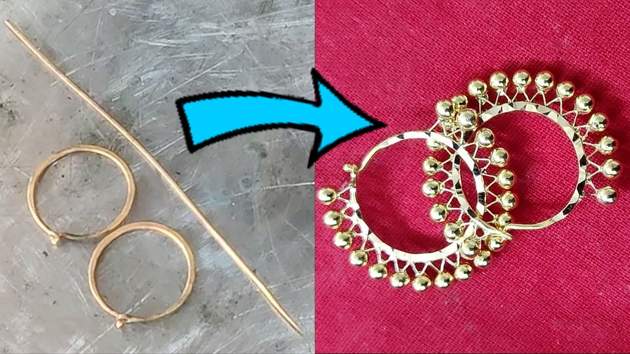 Make A Gold Hoop Earrings With Gold ! How To Make Gold Hoop Earrings ! Gold Hoop Earrings Making