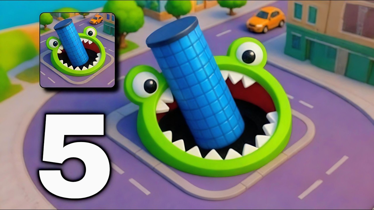 Hole.io Gameplay - Walkthrough Part 5 - Swallowing All Buildings & Trees 