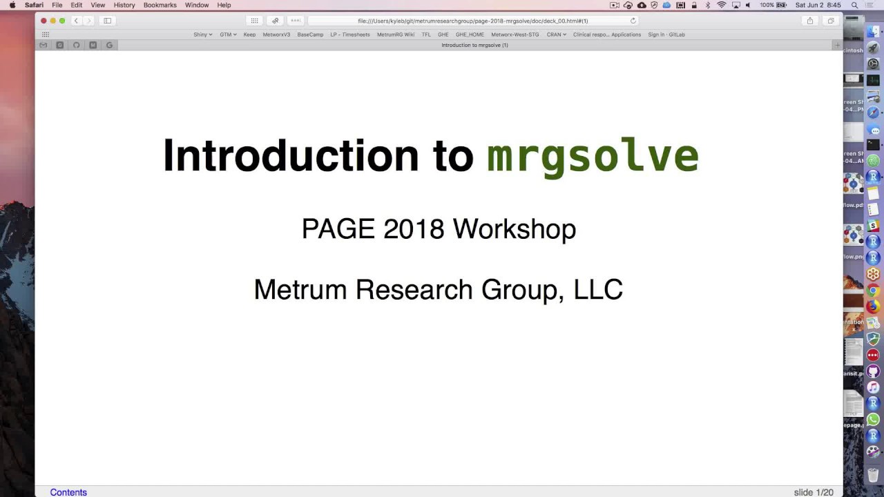 Part 1: Introduction to mrgsolve (PAGE, 2018)