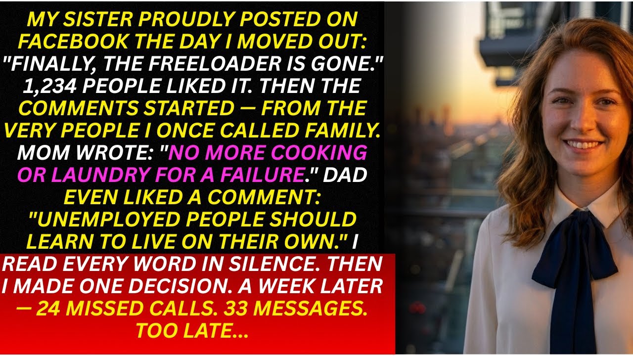 My Sister Proudly Posted on FB the day I Moved Out: “Finally, the freeloader is gone”. Then I...