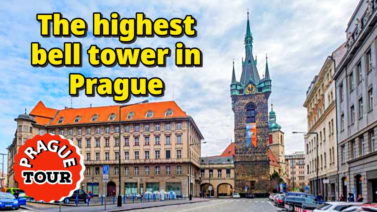Jindrijska tower. Walking tour of Prague, Czech Republic.