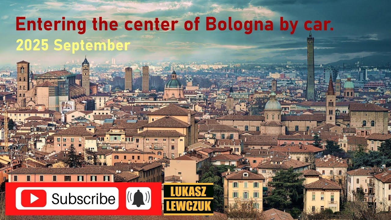 Entering Bologna city by car. An Italian drive. Driver's P.O.V.  Na ulicach Bolonii [2025 Sept.]