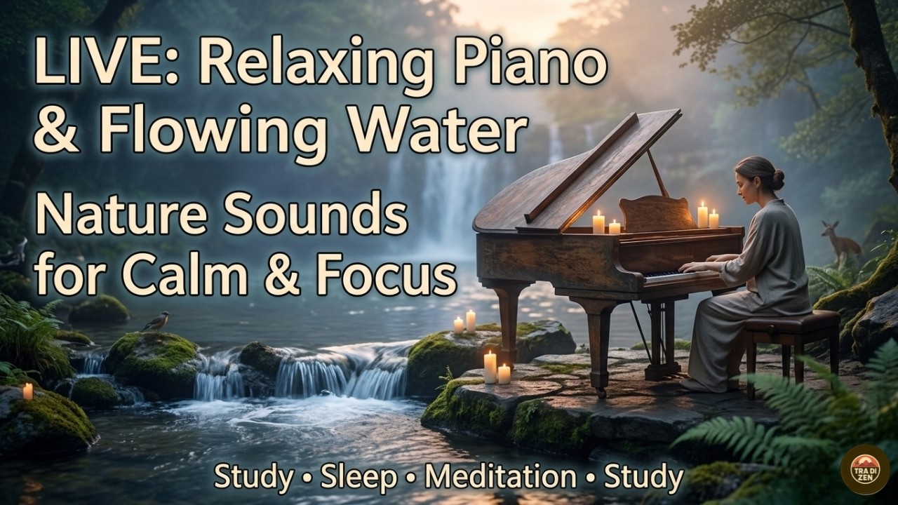 🔴 Relaxing Piano & Gentle Water Sounds 🌿 Zen Music for Deep Sleep, Study & Focus | TraDi Zen