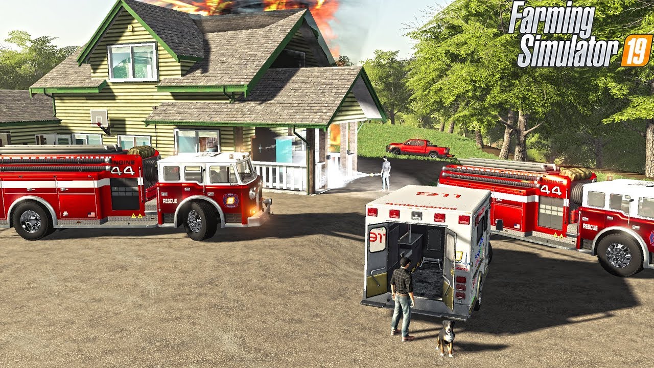 IOWA ACREAGE HOUSE FIRE | FIRE + AMBULANCE RESPONSE | FARMING SIMULATOR 2019