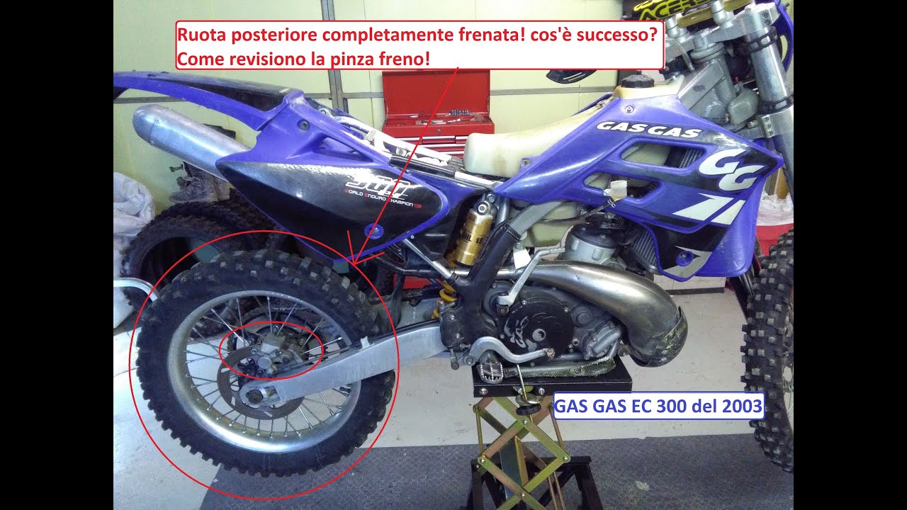 Ruota posteriore frenata? Revisione pinza freno Gas Gas 300!
