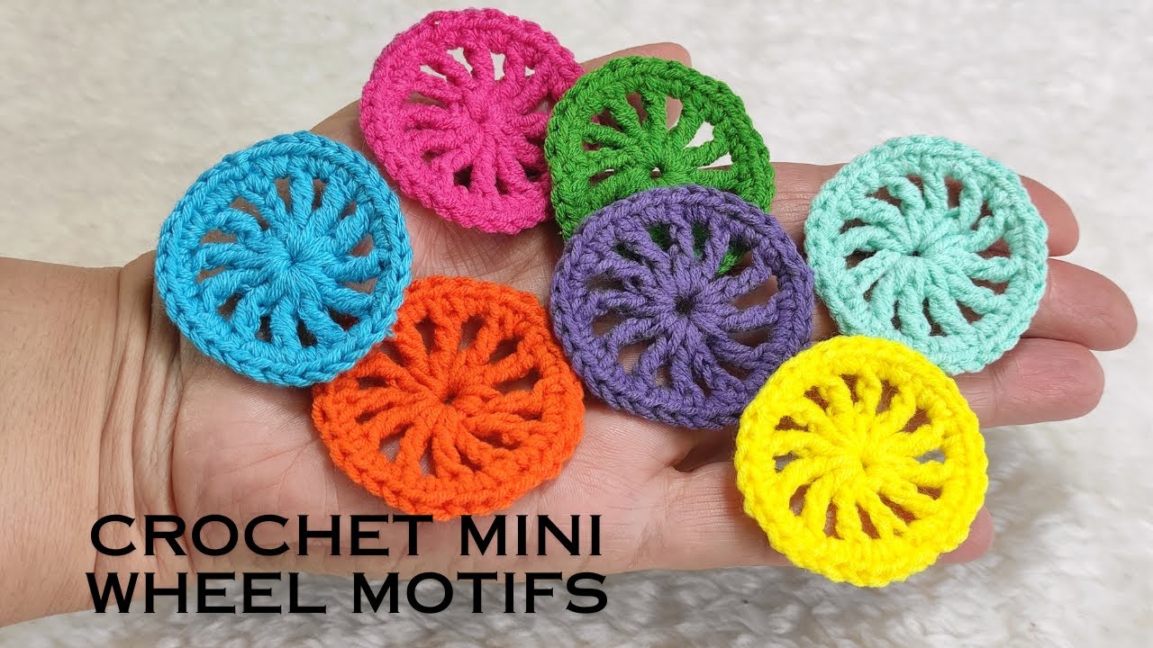 HOW TO CROCHET VERY EASY WHEEL MOTIF | CROCHET MINI WHEEL APLIQUE | ROUND CROCHET SMALL MOTIF | DIY