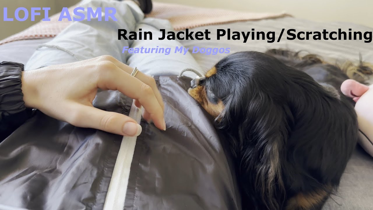 [Lofi ASMR] Fabric Scratching and Playing Rain Jacket x 2 (Relax with me in bed - No talking)