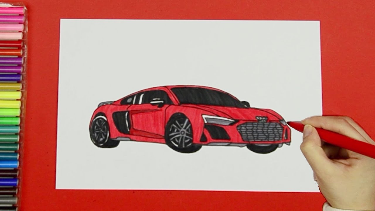 How to draw Audi R8 sports car