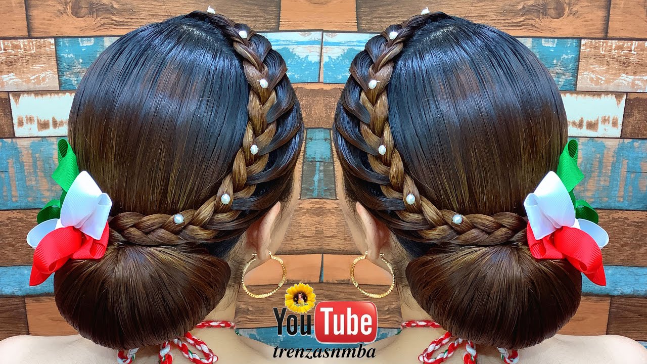 Incre&iacute;ble peinado en trenza f&aacute;cil ❤️ peinado para fiestas patrias , peinados para ni&ntilde;as 🇲🇽