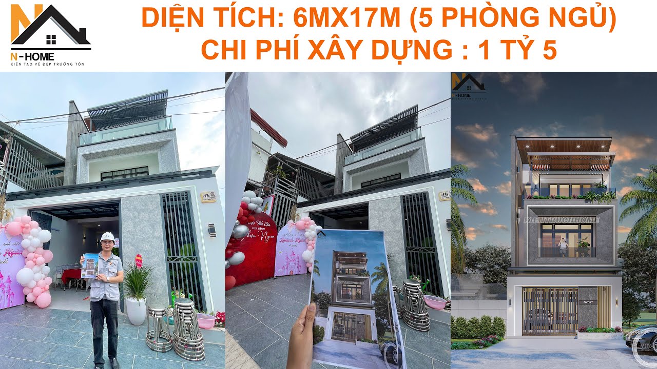 MẪU NH&Agrave; PHỐ 3 TẦNG MẶT TIỀN 6M