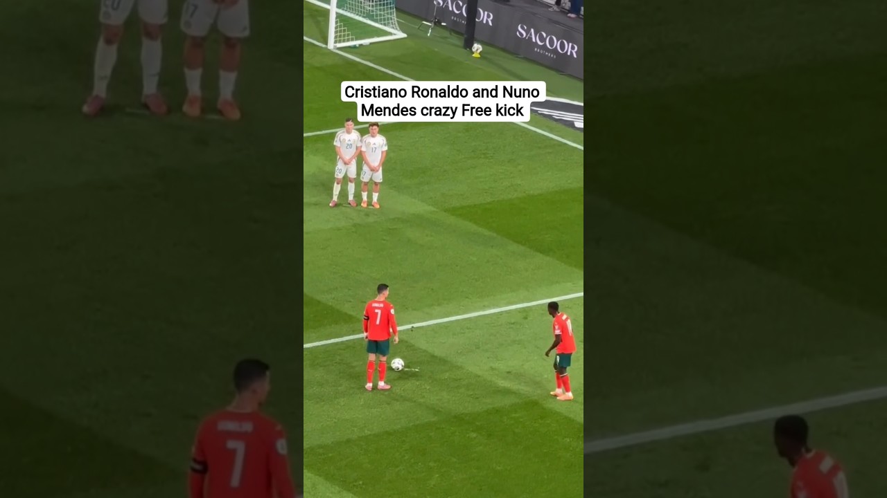 Cristiano Ronaldo and Nuno Mendes crazy Free kick idea Portugal vs Hungria #football
