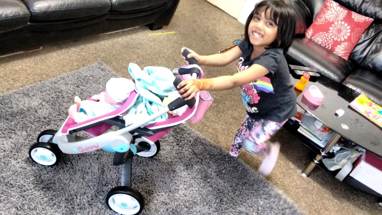 Pink Quinny Stroller Surprise Unboxing and Playtime | Girls Dolls Pram Pushchair Toy Review