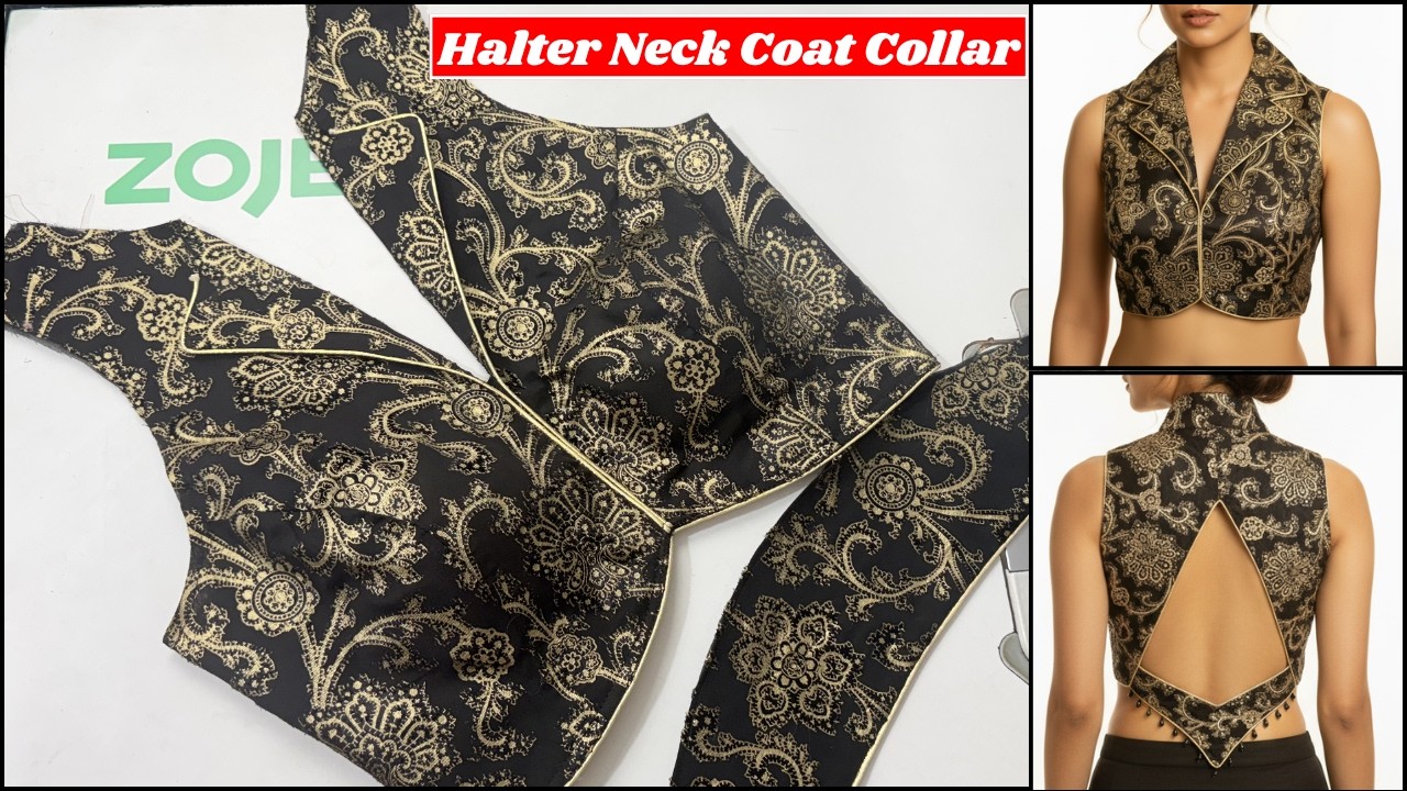Halter Neck Coat Collar Blouse Design | Coat Collar Blouse | Halter Neck Blouse Design | Blouse