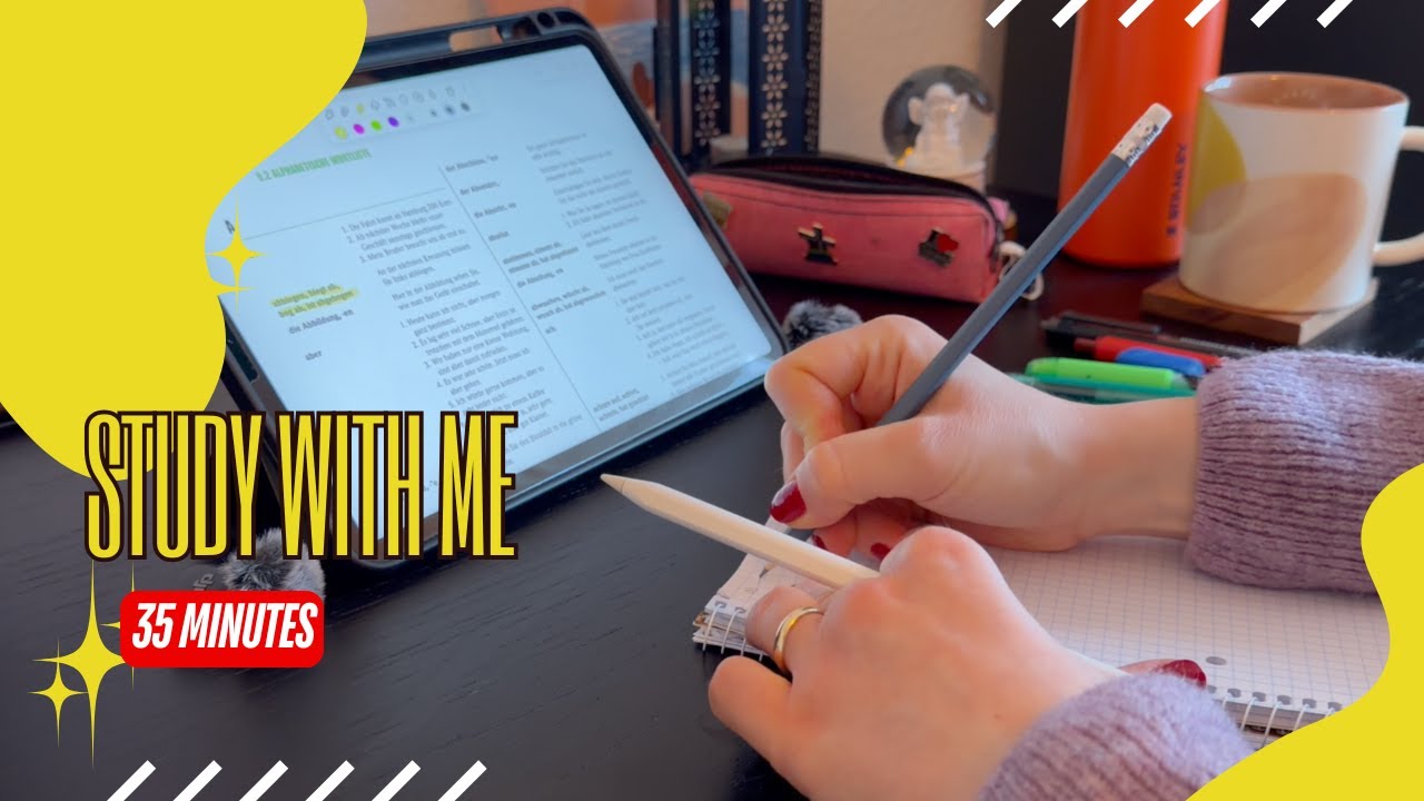 Study With Me: German (35 Min) | Rain Sounds • No Music • Deep Focus
