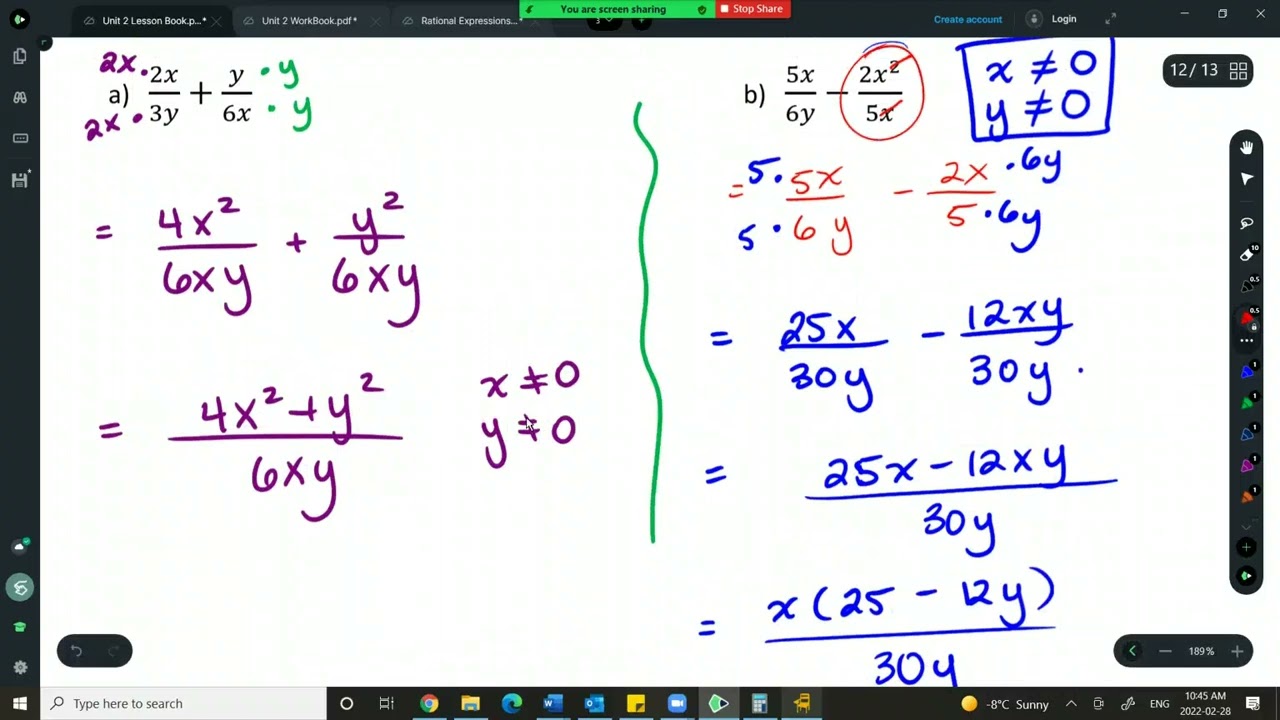 Adding and Subtracting Rational Expressions