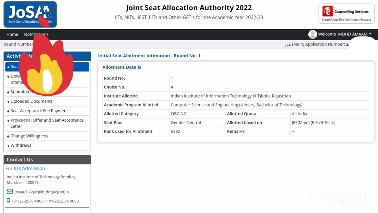 JoSAA Round 1 Result ⚡⚡2022 #jee #josaa #josaa2022 #iit