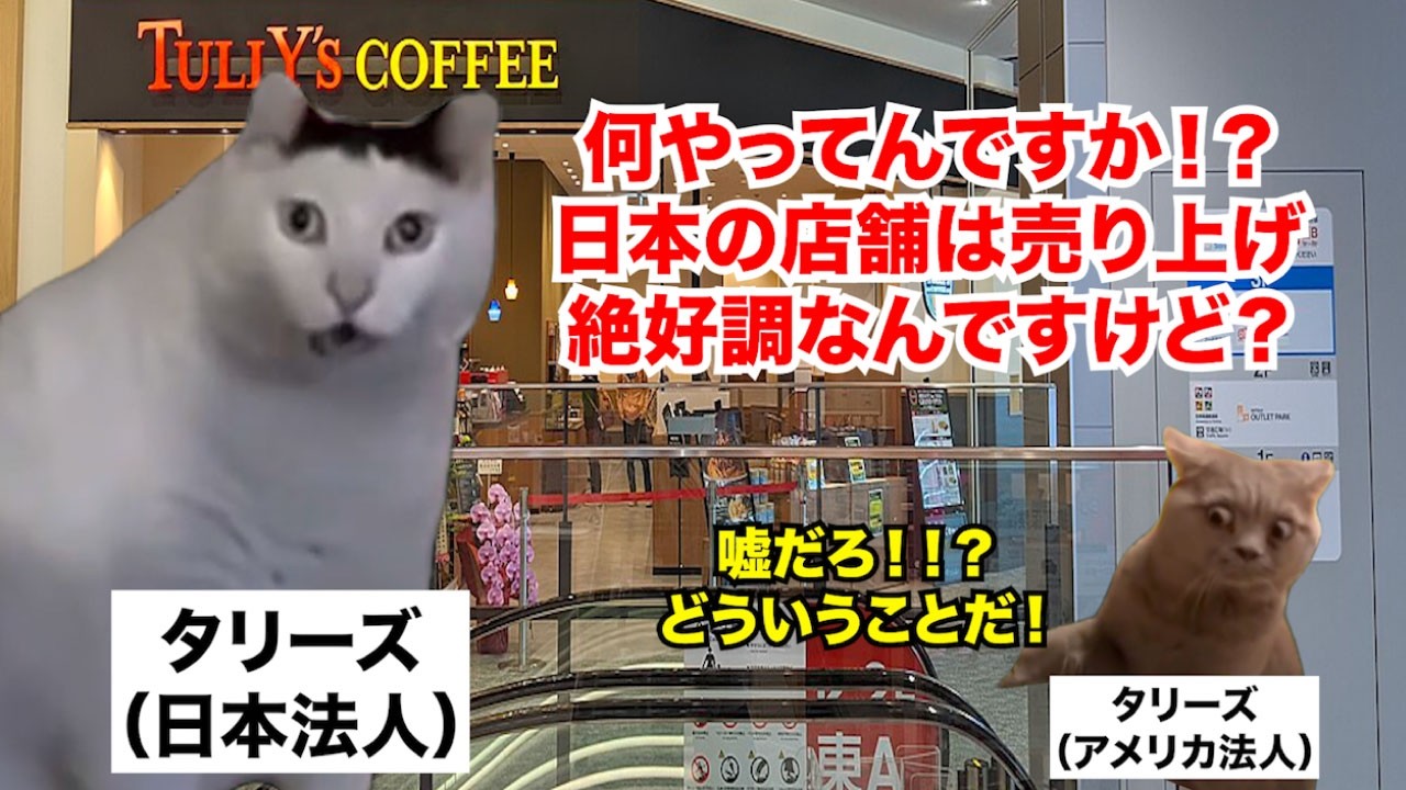 【タリーズ】スタバの真似して大成功！？アメリカ本社の倒産により、ほぼ日本企業となったコーヒーチェーン店 #猫マニ #猫ミーム